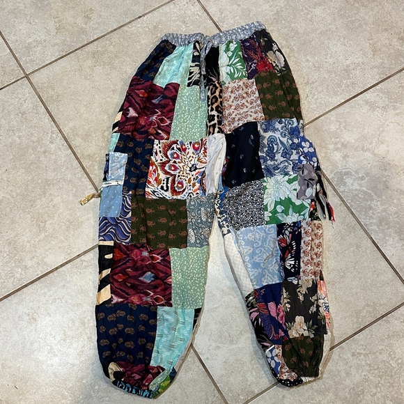 Vintage Pants - Vintage Handmade Boho Patchwork Harem Jogger Cargo Pants XS/S Kantha